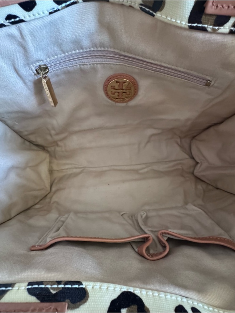 Tory Burch Leopard-Print Canvas Tote with Tan Leather Trim - Picture 9 of 12